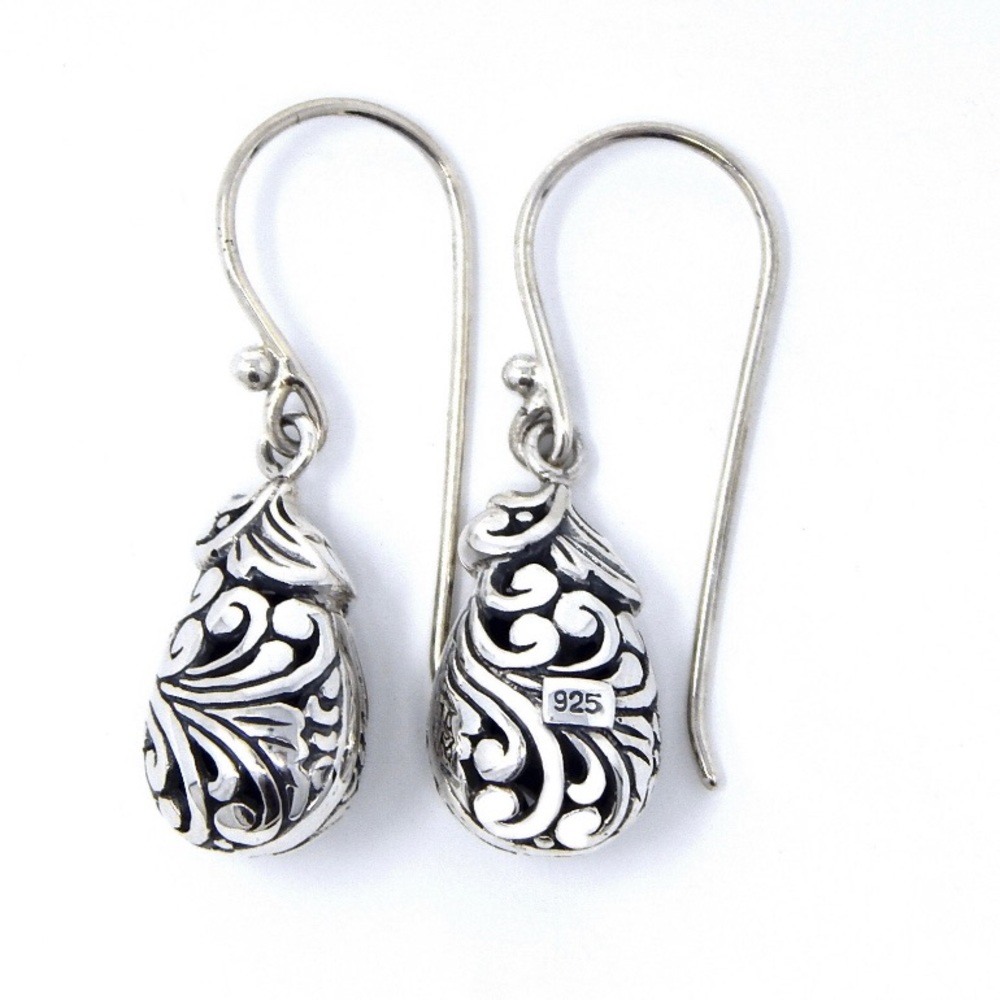 Balinese Silver Drop Earrings